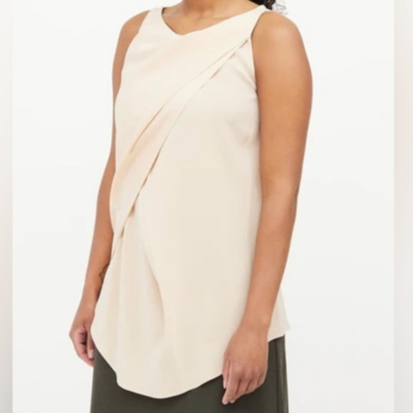 Brunello Cucinelli Sleeveless Cream Draped Silk Top Size Large - Picture 3 of 8